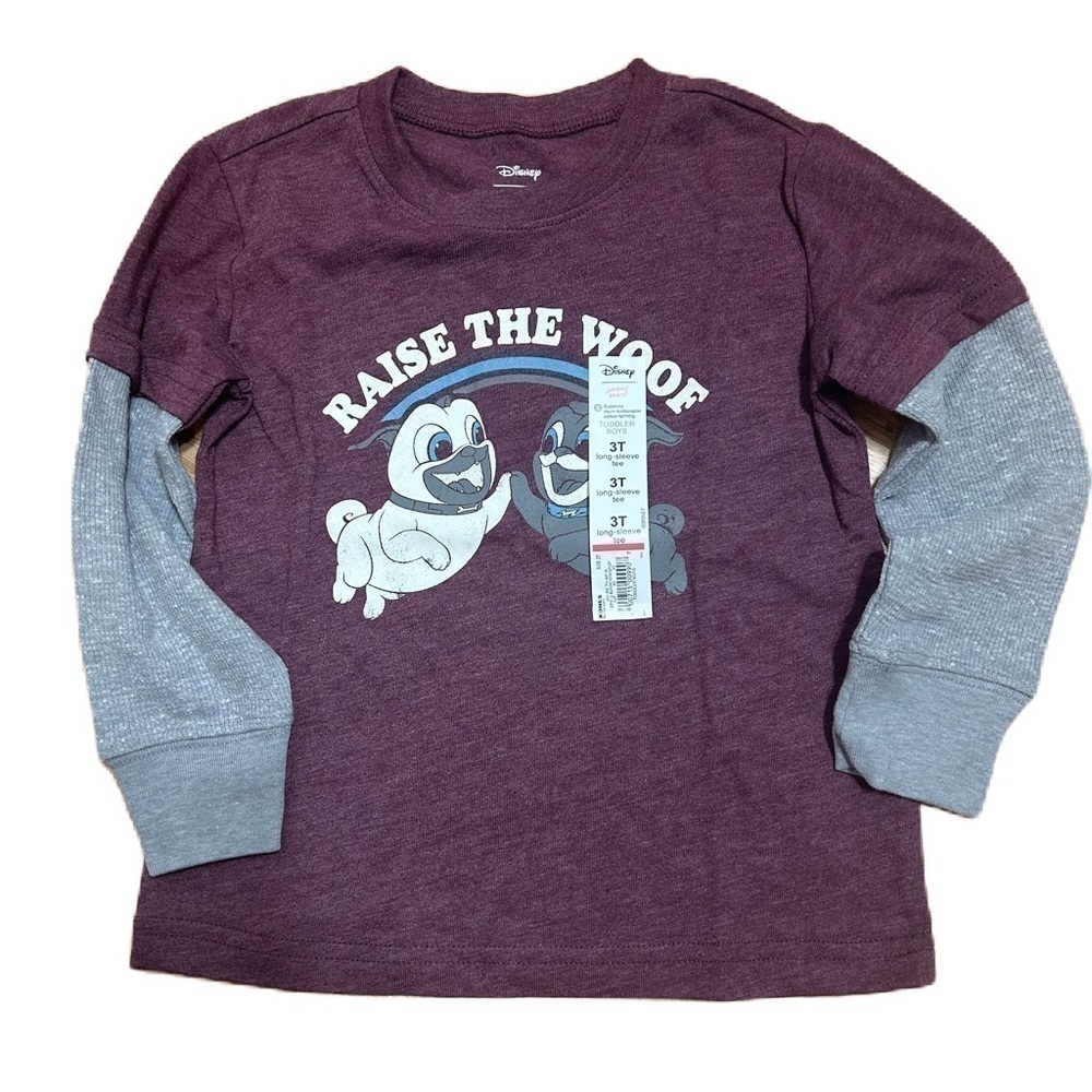 Disney Puppy Dog Pals Long Sleeve T-shirt NWT 3T Red Gray Kids Boys